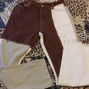 Brown and Cream Patchwork Pants Sz Med